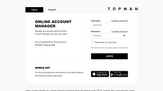 
                            3. Log In - Online Account Manager | Topman