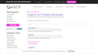 
                            2. Log In or Create Account | Associated Skin Care Professionals