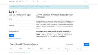 
                            6. Log in - PEP/Sanctions Database - afras.com.pk