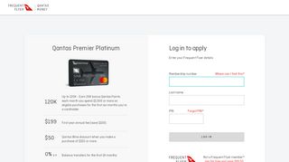 
                            3. Log in to apply for Qantas Premier Platinum - Qantas Money