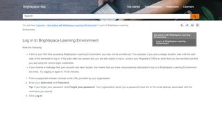 
                            1. Log in to Brightspace Learning Environment - D2L