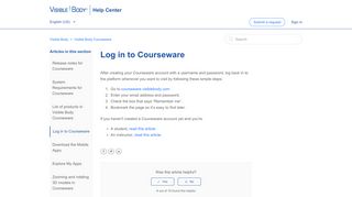 
                            5. Log in to Courseware – Visible Body