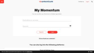 
                            4. Log in/Register - Momentum