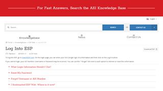 
                            9. Log Into ESP - Knowledgebase / ESP Web - ASI