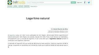 
                            1. Logaritmo natural - Matemática - InfoEscola