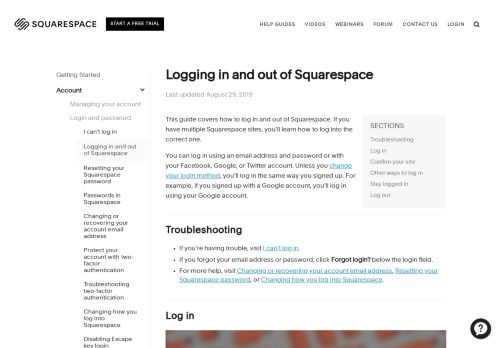 
                            5. Logging in and out of Squarespace – Squarespace Help