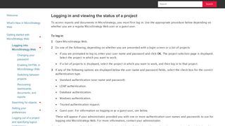 
                            8. Logging in and viewing the status of a project - MicroStrategy