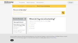 
                            2. Logging in to online banking | Help & Support - ThinkMoney