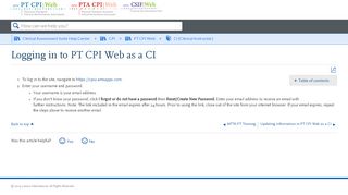 
                            7. Logging in to PT CPI Web as a CI - Liaison