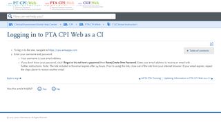 
                            6. Logging in to PTA CPI Web as a CI - Liaison