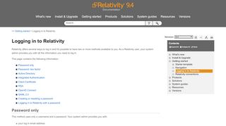 
                            1. Logging in to Relativity