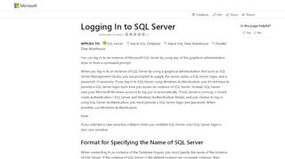 
                            5. Logging In to SQL Server - SQL Server | Microsoft …