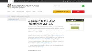 
                            3. Logging in to the ELCA Directory or MyELCA - Evangelical Lutheran ...