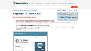 
                            3. Logging in to TheWorxHub - Dude Solutions' Online Help