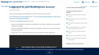 
                            2. Logging in to your Booking.com account ? Booking.com Partner Help