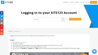 
                            2. Logging in to your SITE123 Account | Support Center - SITE123