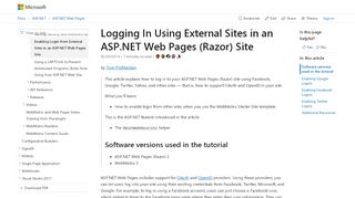 
                            3. Logging In Using External Sites in an ASP.NET Web Pages ...