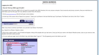 
                            5. Logging Into JHED ? My Johns Hopkins