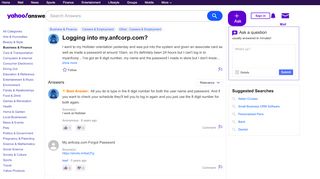 
                            3. Logging into my.anfcorp.com? | Yahoo Answers