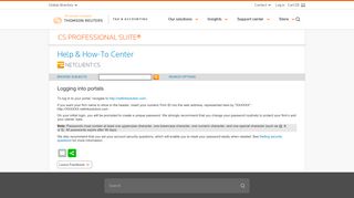 
                            4. Logging into portals - CS Professional Suite - Thomson Reuters