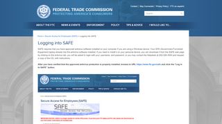 
                            1. Logging into SAFE | Federal Trade Commission