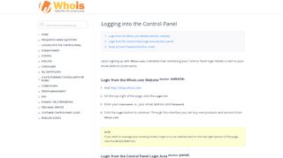 
                            9. Logging into the Control Panel - Control Panel Login - Whois ...