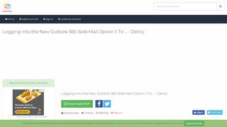 
                            5. Logging into the New Outlook 365 Web Mail Option 1: To ... - DeVry ...