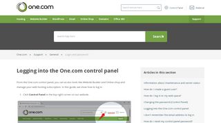 
                            4. Logging into the One.com control panel – Support | One.com