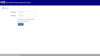 
                            2. Login - ACB Affiliate Member Management System