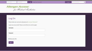 
                            6. Login - Allergan Access? for Medical Aesthetics