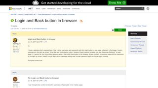 
                            4. Login and Back button in browser | The ASP.NET Forums