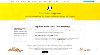 
                            2. Login and New Account Troubleshooting - Snapchat Support