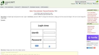 
                            2. Login and Password script - JavaScript Kit