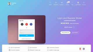 
                            5. Login and Register Modal: Free Bootstrap Login Form @ Creative Tim