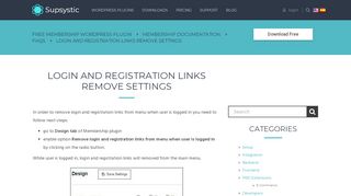 
                            4. Login and registration links remove settings - Supsystic