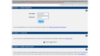 
                            9. Login and Registration Options - Employ Monroe