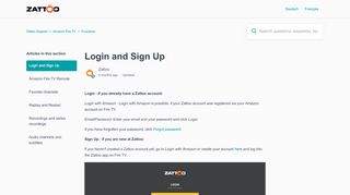 
                            5. Login and Sign Up – Zattoo Support