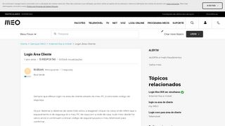 
                            1. Login Área Cliente | MEO Fórum
