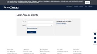 
                            2. Login Área do Cliente - ActivTrades - Online Application