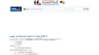 
                            2. Login as Remote User of Tally.ERP 9