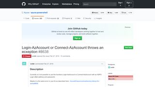 
                            2. Login-AzAccount or Connect-AzAccount throws an ecxeption · Issue ...