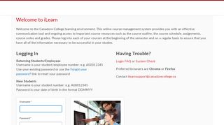 
                            1. Login - Canadore College - Online Learning Environment