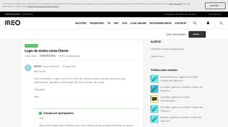 
                            3. Login da minha conta Cliente | MEO Fórum
