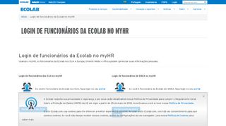 
                            3. Login de funcionários da Ecolab no myHR | Ecolab