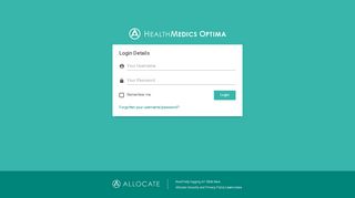 
                            7. Login Details - healthmedics.allocatehealthsuite.com