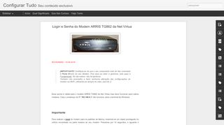 
                            10. Login e Senha do Modem ARRIS TG862 da ... - Configurar Tudo