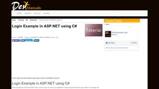 
                            8. Login Example in ASP.NET using C# - Devmanuals.com