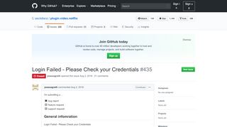 
                            1. Login Failed - Please Check your Credentials · Issue #435 ...