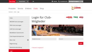 
                            1. Login für Club-Mitglieder - Märklin Modellbahnen | Für ...