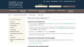 
                            3. Login Help - American Historical Association